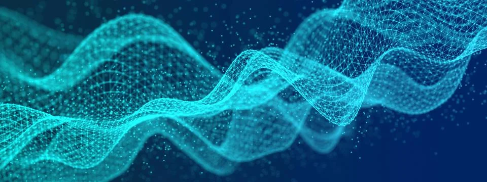 Abstract technological wavy background consisting of triangular mesh 스톡 일러스트