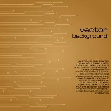 Abstract technological yellow background with elements of the microchip Stock Illustration