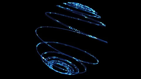 Abstract technology 3D blue sphere with motion lines and data dots. Concept.. Stock Footage 342407234