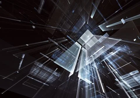 Abstract technology 3D illustration. Pattern, flyer, banner, graphic design 스톡 일러스트