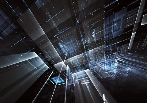 Abstract technology 3D illustration. Pattern, flyer, banner, graphic design Stock Illustration