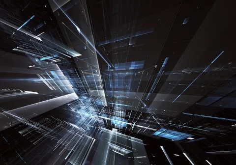 Abstract technology 3D illustration. Pattern, flyer, banner, graphic design Stock Illustration