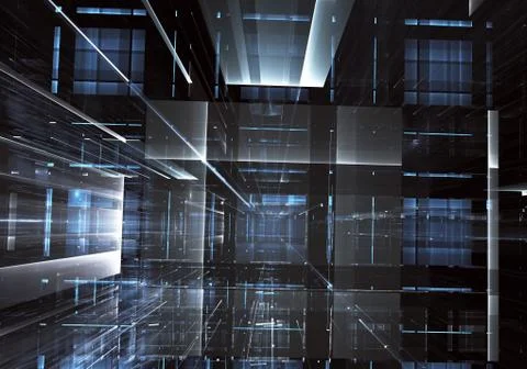 Abstract technology 3D illustration. Pattern, flyer, banner, graphic design Illustrazione stock