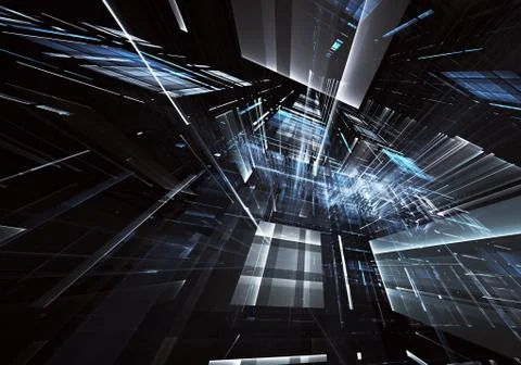 Abstract technology 3D illustration. Pattern, flyer, banner, graphic design Ilustración de archivo