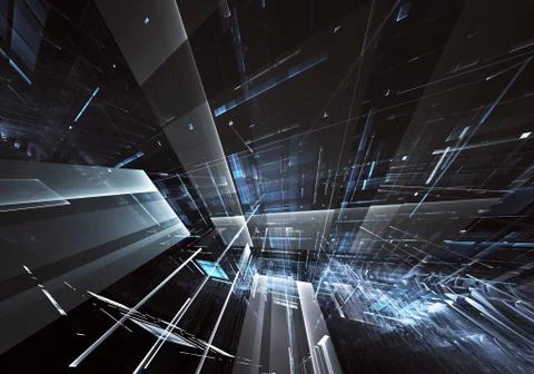 Abstract technology 3D illustration. Pattern, flyer, banner, graphic design Stock Illustration