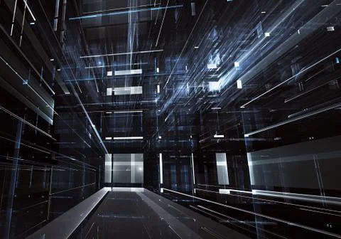 Abstract technology 3D illustration. Pattern, flyer, banner, graphic design Stockillustratie