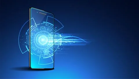 Abstract technology Ai computing and smartphone concept working data of Artif Stock-Illustration