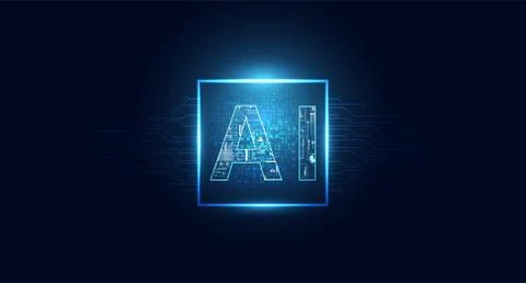 Abstract technology Ai computing chipset on circuit board concept working dat Stockillustratie