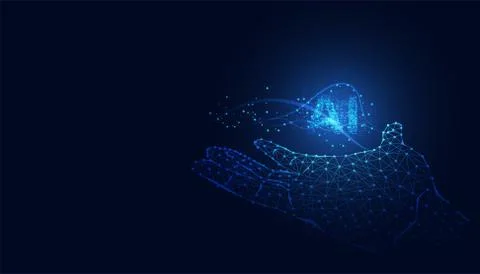 Abstract technology Ai computing on circuit hand concept hand of robot wirefr Stockillustratie