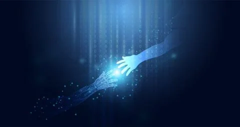 Abstract technology ai concept Technological cooperation of Human and artific Иллюстрация