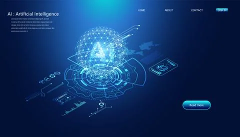 Abstract technology Ai interface computing concept working data of Artificial Illustrazione stock