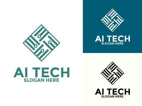Abstract Technology Analysis logo vector design concept. Artificial intelli.. Stock Illustration