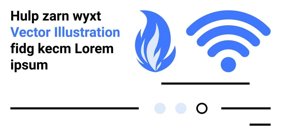 Abstract Technology and Communication Concept with wireless and Flame Icons Stock Illustration