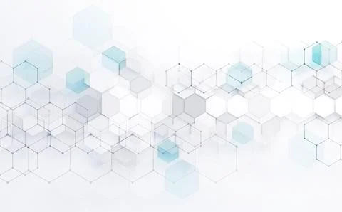 Abstract technology and digital hi tech hexagons backdrop.3d illustration Stock Illustration