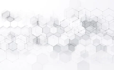 Abstract technology and digital hi tech hexagons backdrop.3d illustration Stock Illustration