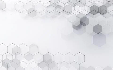 Abstract technology and digital hi tech hexagons backdrop.3d illustration Stock Illustration