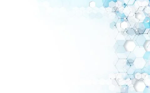 Abstract technology and digital hi tech hexagons backdrop.3d illustration Stock Illustration
