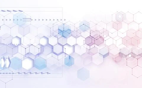 Abstract technology and digital hi tech hexagons backdrop.3d illustration Stock Illustration