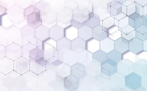 Abstract technology and digital hi tech hexagons backdrop.3d illustration Stock Illustration