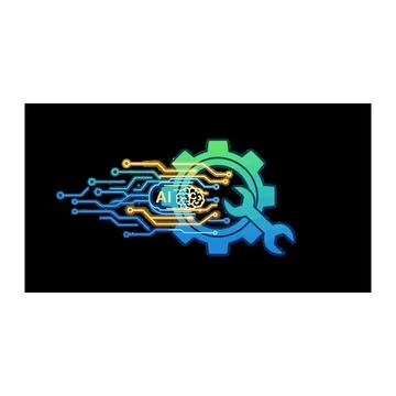 Abstract technology and engineering symbol with circuit lines Illustrazione stock