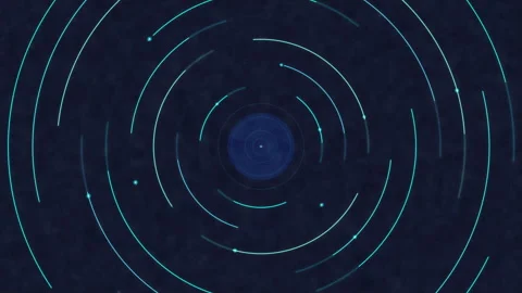 Abstract technology animation with glowing concentric circles and digital data Stock Footage 346736645