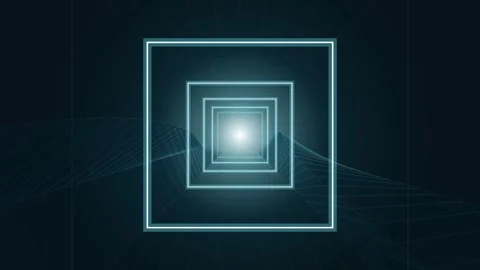 Abstract technology animation with square tunnel, moving lines, and digital.. Stock Footage 341427028