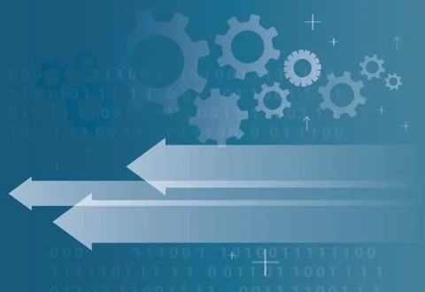Abstract technology arrow icon and computer code programming coding hacker Illustrazione stock