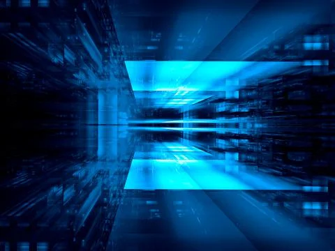 Abstract technology background - 3d illustration with perspective effect Stock Illustration