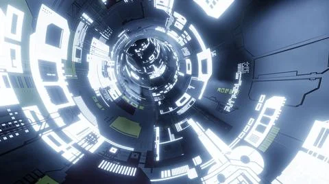 Abstract technology background, 3D render futuristic technology or sci-fi tun Stock Illustration