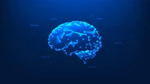 Abstract technology background AI brain with connected data nodes and flowi.. イラスト素材