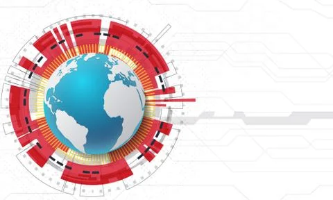 Abstract technology background and global network concept with various techno Stock Illustration