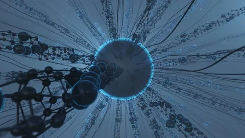 Abstract technology background from animated lines and spheres . Space Stock Footage 171800341