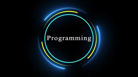 Abstract technology background animated with neon circles and word Programm.. Video stock 271173476