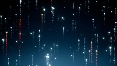 Abstract technology background with animation of fast flying flickering code  Stockfoto's