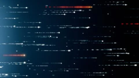 Abstract technology background with animation of fast flying flickering code  写真素材