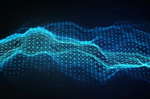 Abstract technology background. Background 3d grid.Cyber technology Ai tech wire Illustrazione stock