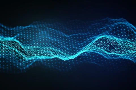 Abstract technology background. Background 3d grid.Cyber technology Ai tech wire 库存插图