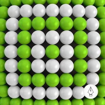 Abstract technology background with balls. Spheric pattern. 3d v Abstract ... Foto stock