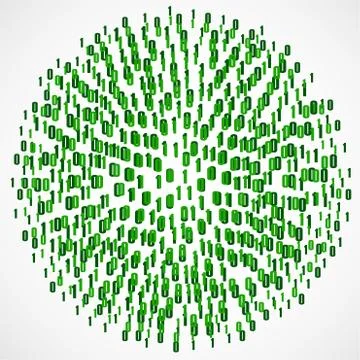 Abstract technology background with binary computer code in circle shape Stock Illustration