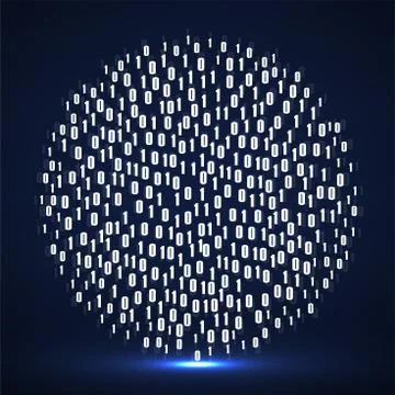 Abstract technology background with binary computer code in circle shape Stock Illustration