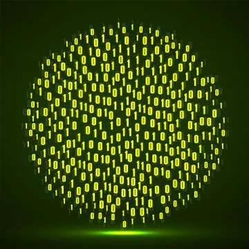 Abstract technology background with binary computer code in circle shape Stock Illustration