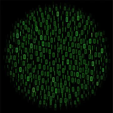 Abstract technology background with binary computer code in circle shape, vector Stock Illustration