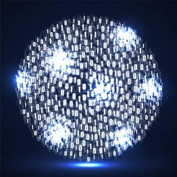 Abstract technology background with binary computer code in circle shape Stock Illustration