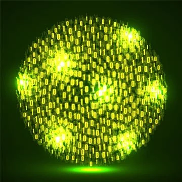Abstract technology background with binary computer code in circle shape Stock Illustration