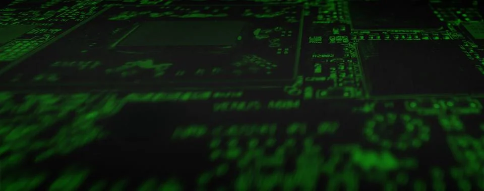 Abstract technology background in black and green colour. Stock Photos