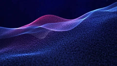 Abstract technology background. Blue and violet digital particle waves and light Stock Footage 164964953