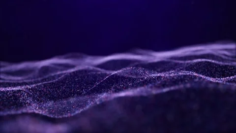 Abstract technology background. Blue and violet digital particle waves and light Stock Footage 165232454
