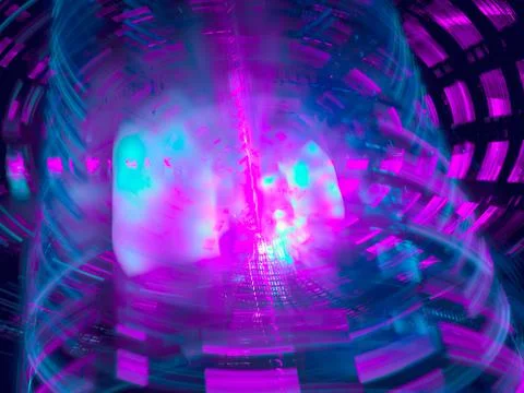 Abstract technology background in blue and pink colors - 3d illustration Stock Illustration