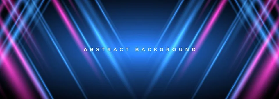 Abstract technology background with blue and pink neon rays. Stock Illustration