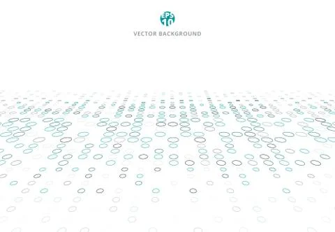 Abstract technology background with blue border circles pattern perspective Stock Illustration